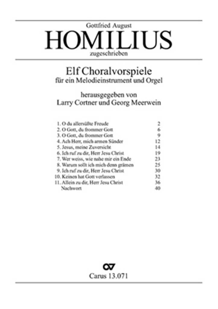 Homilius: Elf Choralvorspiele